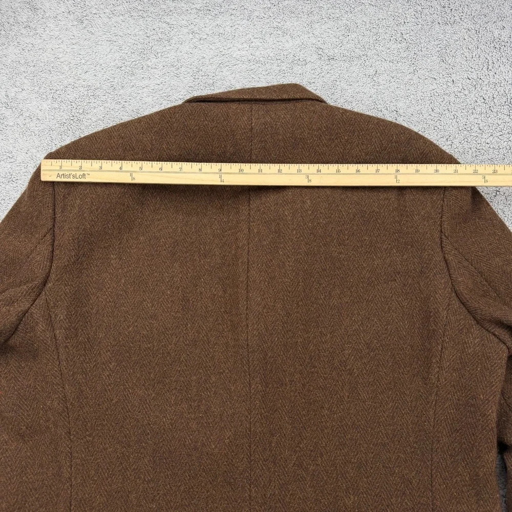 Vintage LL Bean Sport Coat Men 44 Tall Brown Herringbone Tweed Wool Blend Blazer